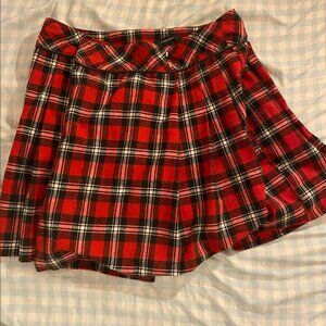 Red plaid mini skirt